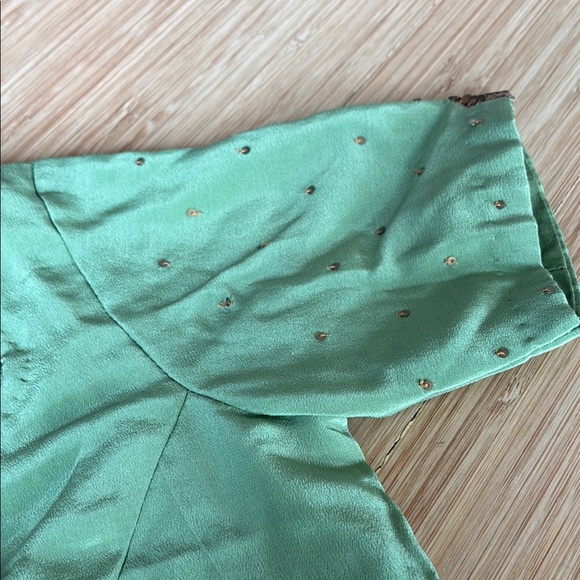 Yellow and Green Embroidered Fabric - Picture 7 of 12